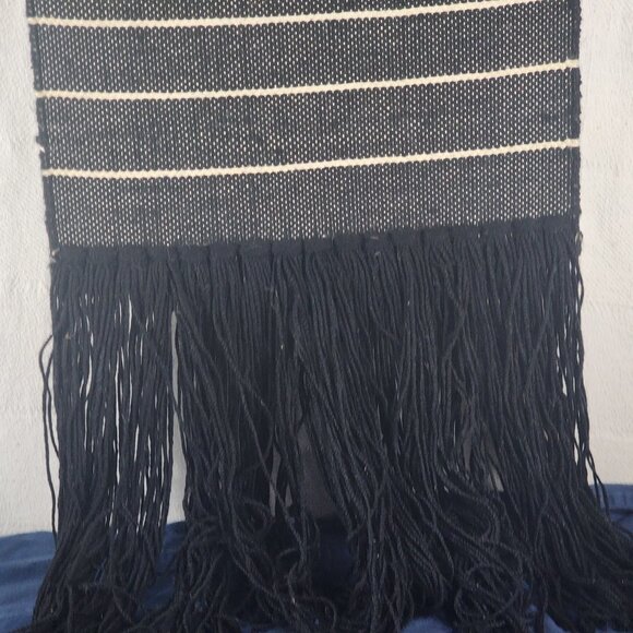 Surya Black Tan Stripe Jute Wool Cotton Kamal KML-1000 18"x38" Hanging Wall Art - Picture 5 of 16